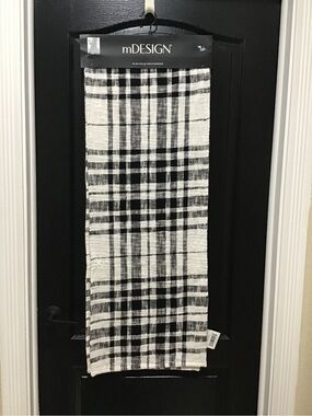 NEW  mDesign Table Runner Black and White 100% Cotton 16" × 80"